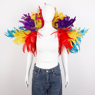 Feather Shawl Cape Halloween Carnival Costume Show Dance Vest False Collar Neck Cloak