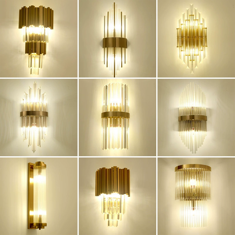 Wall Sconce stainless steel — Modern minimalist crystal wall lamp, 29×9×29 cm, light-luxury style