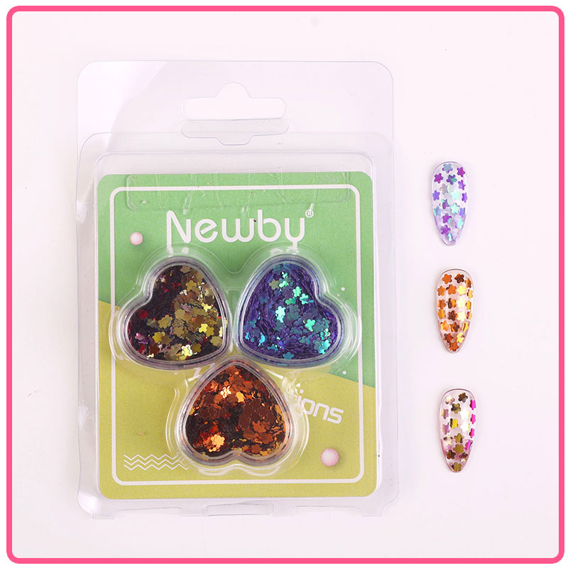 Arte de uñas Aurora mariposa lentejuelas irregulares láser corazón lentejuelas brillo de uñas color mágico accesorios de joyería en caja