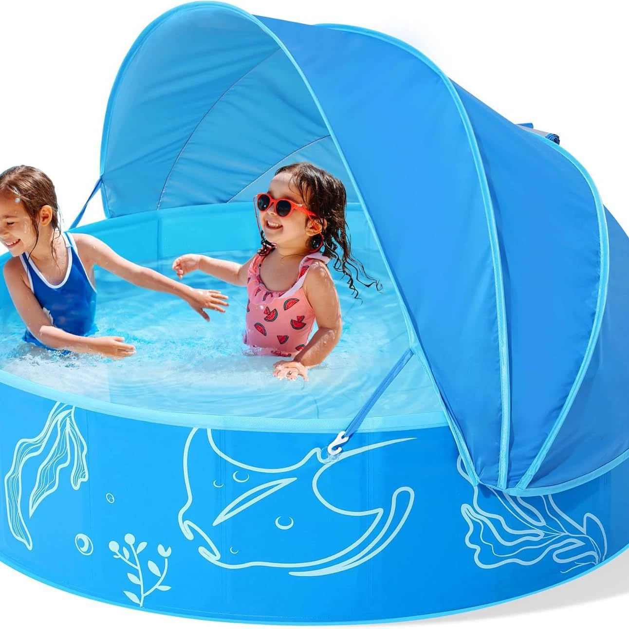 ПВХ складной с солнцезащитным навесом Открытый собачий чистый бассейн бассейн Регулируемый солнцезащитный крем солнцезащитный козырек бассейн для домашних животных