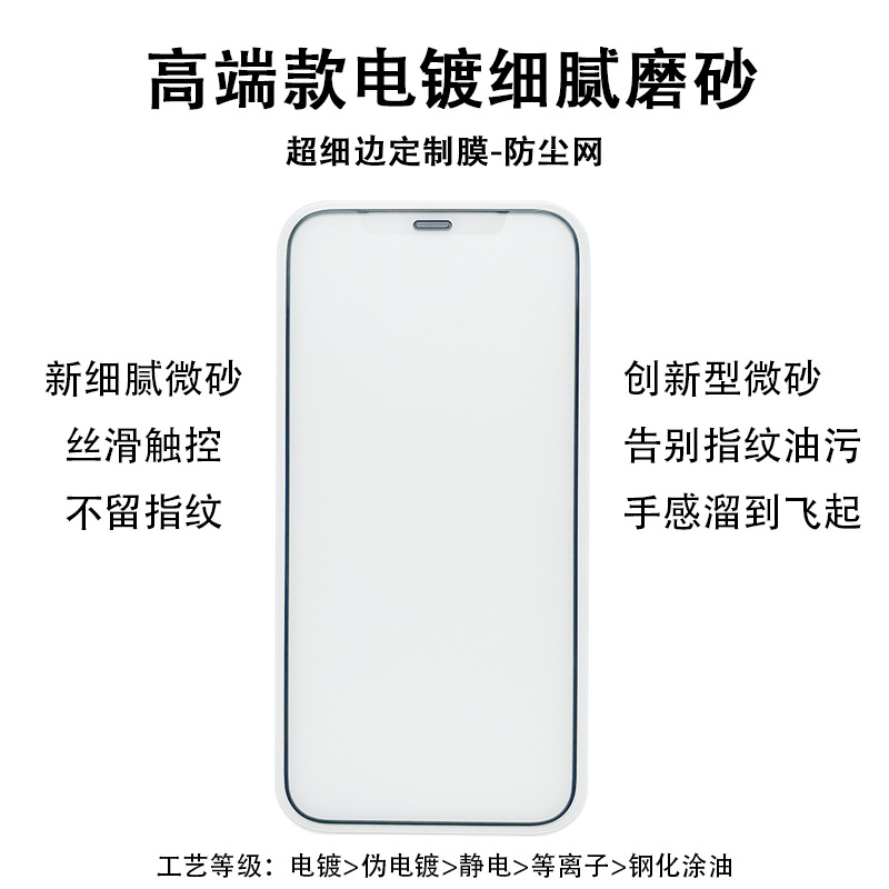 High-End Electroplating Suitable for Iphone17/16 Frosted Tempered Film Apple 15/14Promax Film Xr Anti-Blue Light 13