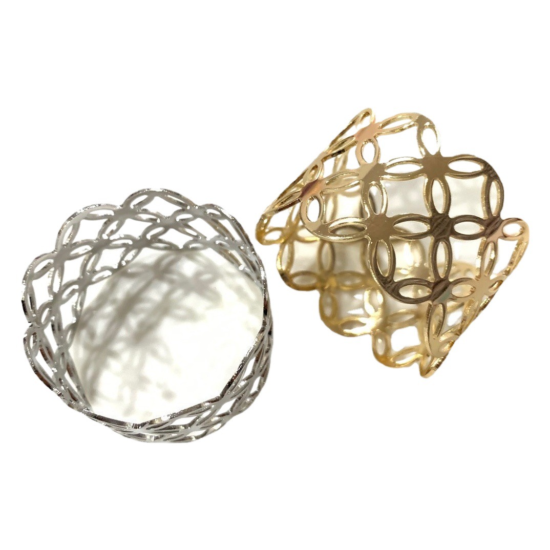 Chinese-style European-style simple napkin ring metal hollow napkin ring copper coin-shaped mouth cloth ring hotel table decoration supplies wholesale