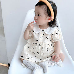 女童連衣裙夏裝 韓版寶寶可愛櫻桃短袖連體包屁裙嬰兒洋氣哈衣裙