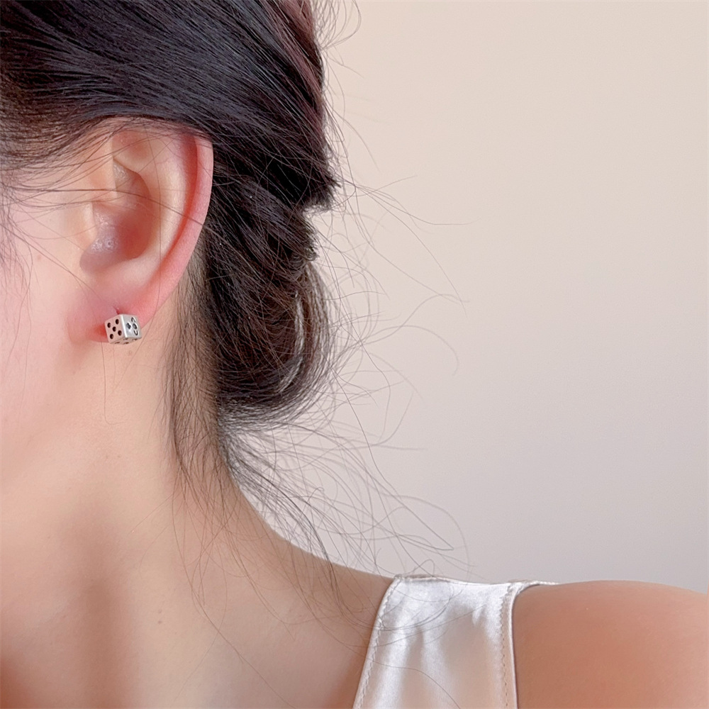 5g Weight 925 Sterling Silver Ear Needle Material Ear Studs Classification 1 Pair Quantity Daily Occasion Copper Material Geometric, Dice Pattern All Seasons Season Women's Gender Polished Finish IG Style, Basic, Simple Style Style 1 Pair IG Style Basic Simple Style Geometric Dice Copper Ear Studs 11