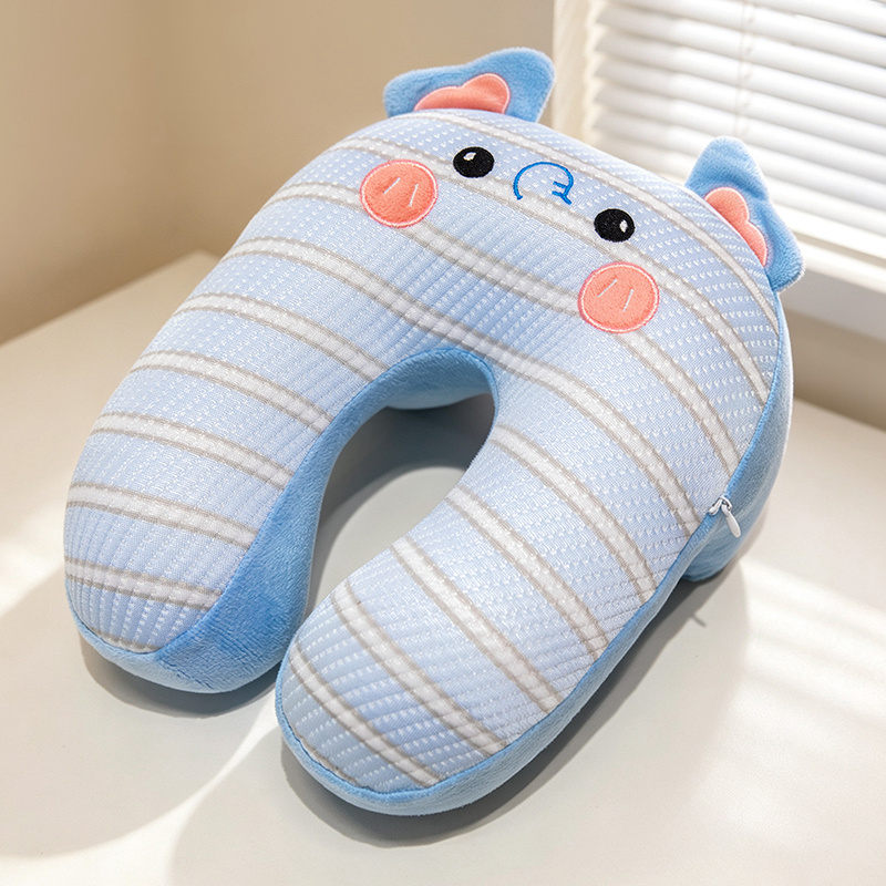Almohada de Siesta en Forma de U de Seda de Hielo de Peluche Portátil para Oficina y Viaje