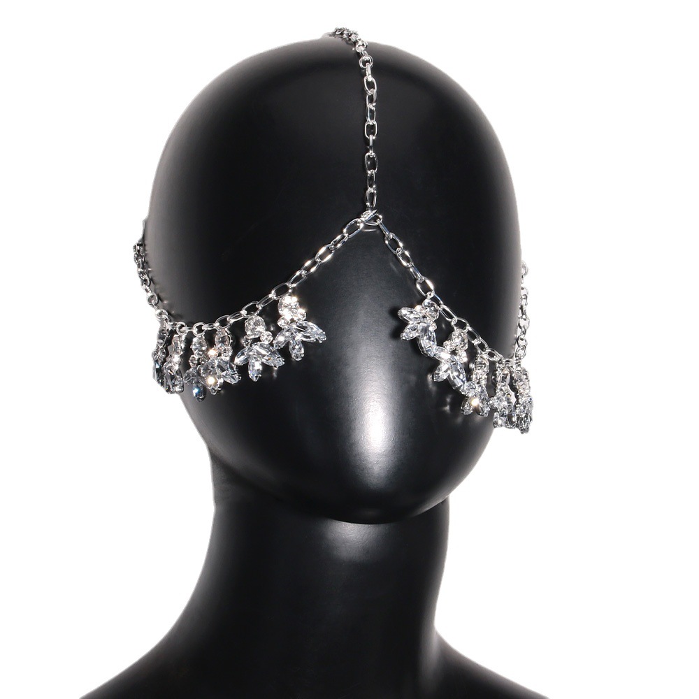 AliExpress Venta caliente rhinestone máscara personalidad europea y americana completo diamante colgante cara decoración Halloween todo-juego joyería