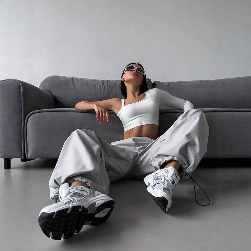 American High-Waisted Retro Street Style Straight Cargo Pants Trousers Summer New Fashion Casual Pants for Women