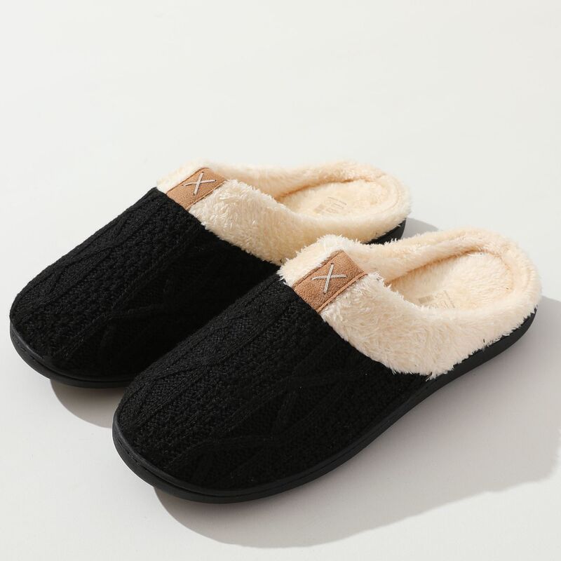 Cross-border e-commerce Amazon men's comfortable memory foam slippers wool imitation plush velvet lined shoes in stock