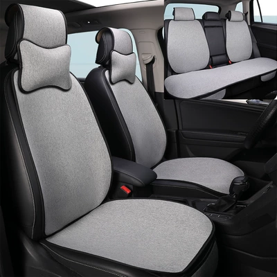 Car Seat Cushion, Suitable for Four Seasons Pad - gray-9-piece-set-split-rear-row-general
