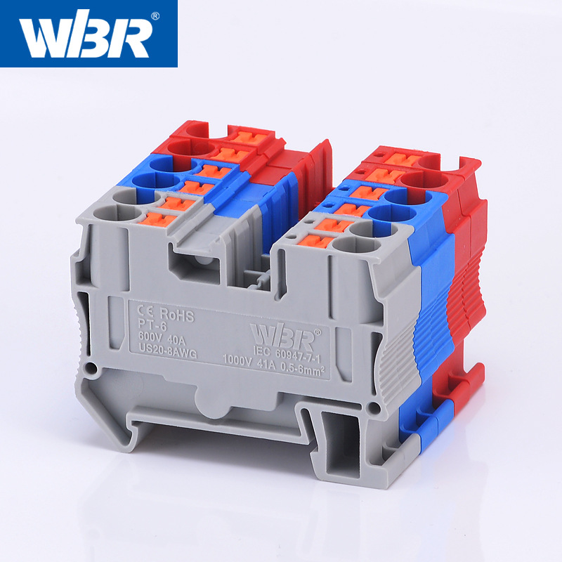 大平方插拔式免工具快速接線端子排 PT6 10 16彈簧接線端子直插式