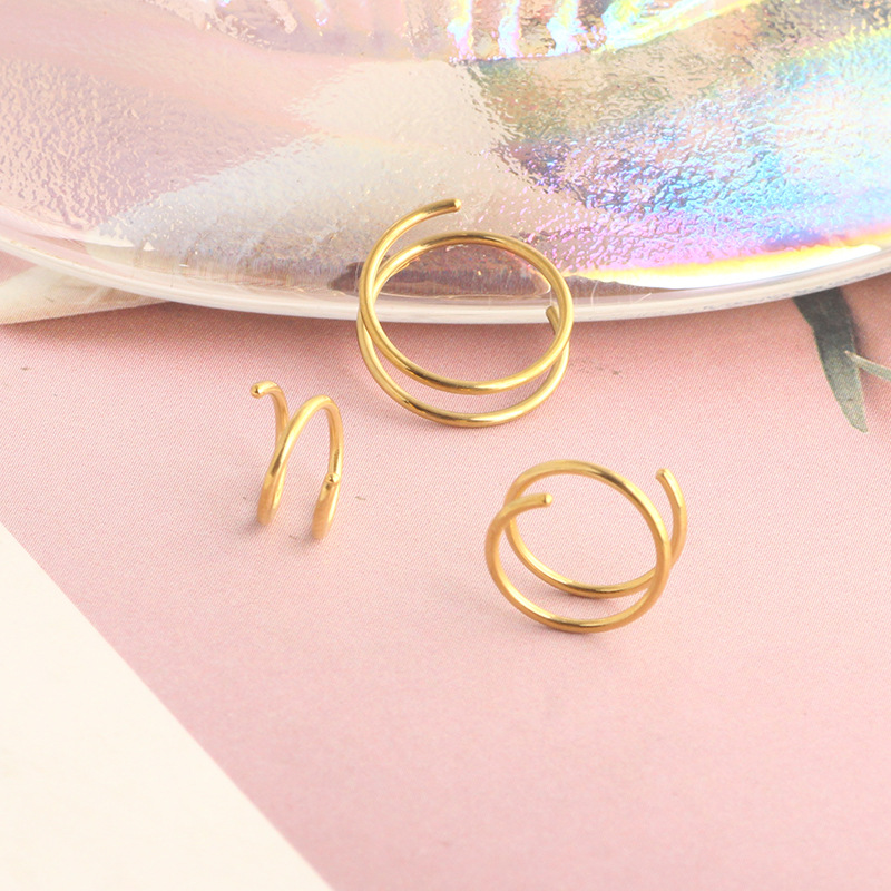 Mason's New 10mm Stainless Steel Spiral Half-Turn Double Hoop Nose Ring Ear Bone Piercing Jewelry detail image 8