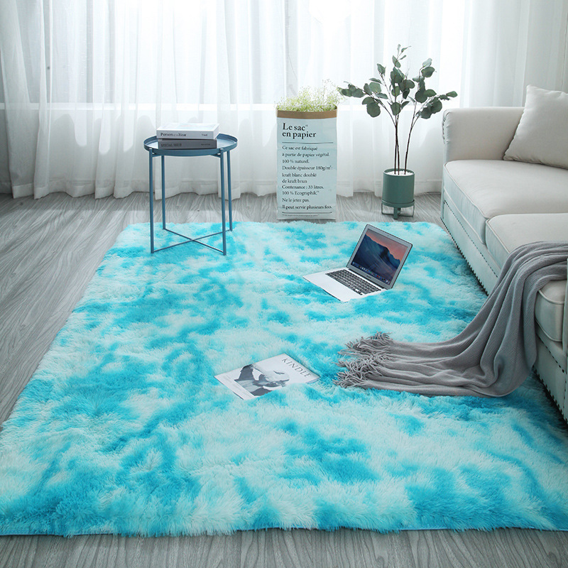simple alfombra de sala de estar seda doméstica dormitorio chica alfombra de pelo largo mantas de cama estampado sofás de peluche cojín de mesa de té