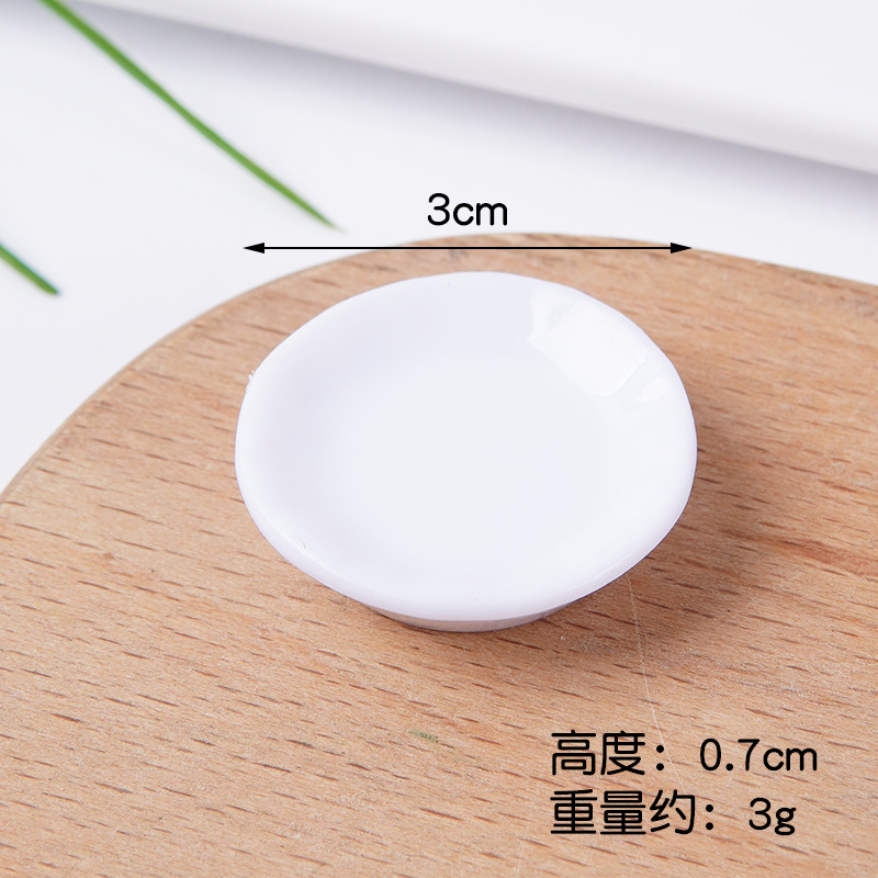 Plato pequeño de plástico blanco simulado para comida, mini plato de comida rápida, plato para bricolaje, juguete de comida, contenedor para pegamento en crema, accesorios.