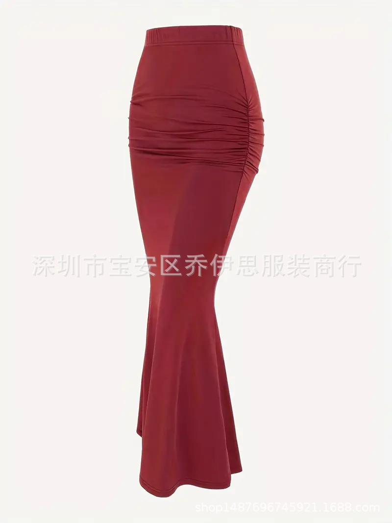 309g Weight Maxi Long Dress Dress Length Type Hip Skirt Dresses Type Polyester Fabric Type Mid Waist Waist Line Stretchy Elasticity Holiday, Daily, Date Occasion Skinny Fit Type Solid Color Pattern Summer Season Women's Gender Pleated Design Streetwear Style Summer Streetwear Solid Color Polyester Maxi Long Dress Skirts 15