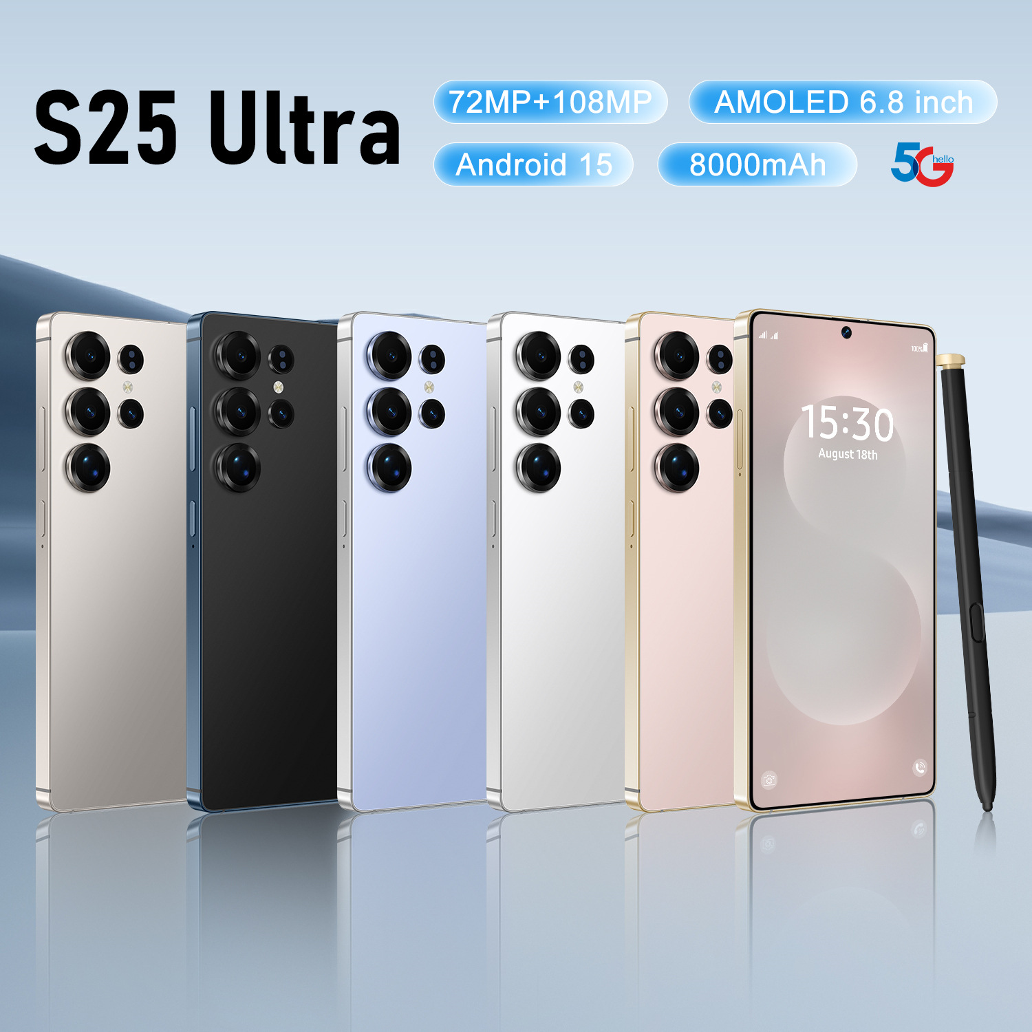 Cross-Border Mobile Phone S25Ultra Hot-Selling 4G+64Gb Smartphone 7.3 Large Screen Factory Ready Stock Wholesale Amazon