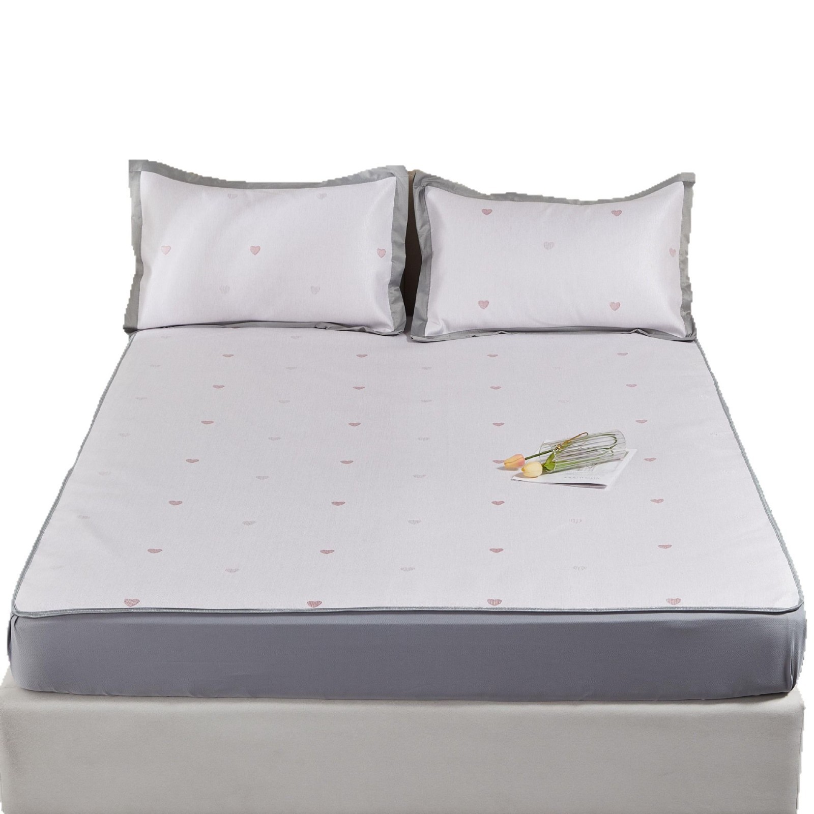 Pata de gallo, verano, lujo ligero, colchoneta de seda helada, ropa de cama de tres piezas completamente rodeada, asiento suave con aire acondicionado, comercio exterior transfronterizo exclusivo