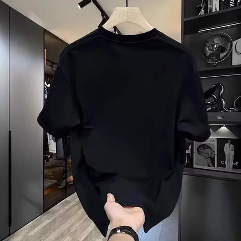 Men's 200GSM Combed Cotton Short Sleeve T-Shirt, Relaxed Fit Casual Tee For Summer, Soft Breathable Everyday Essential Top_viptrois.com