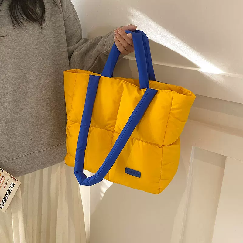上课通勤大包包女撞色小清新托特包尼龙包包休闲女士大容量单肩包