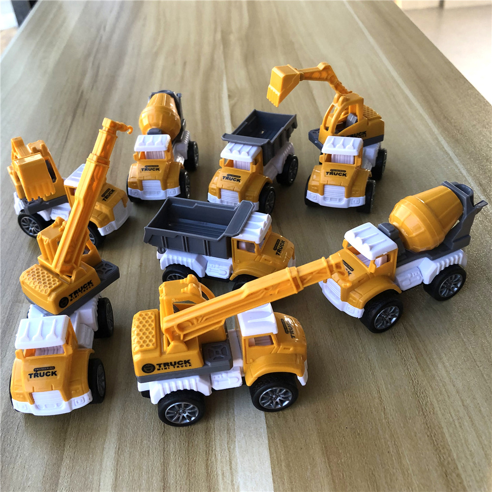 工程回力车8只装四款不同车形发条玩具车儿童小汽车沙滩地摊货源