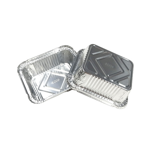 厂家直销450ml矩形铝制食品容器外卖一次性餐盒蛋糕烘烤盒带盖