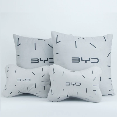 Car Headrest and Lumbar Support Set, 4S Store Gift, Car Seat, Car Logo Neck Pillow, Byd-Specific Headrest and Backrest Pillow (Headrest) - four-piece-set
