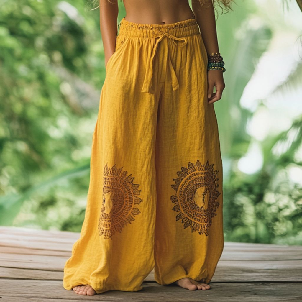 Women's Clothing Women's Wide Leg Pants Fashion Printed Design Fashionable Bottoms For Formal & Casual For Women_ecoleips.com