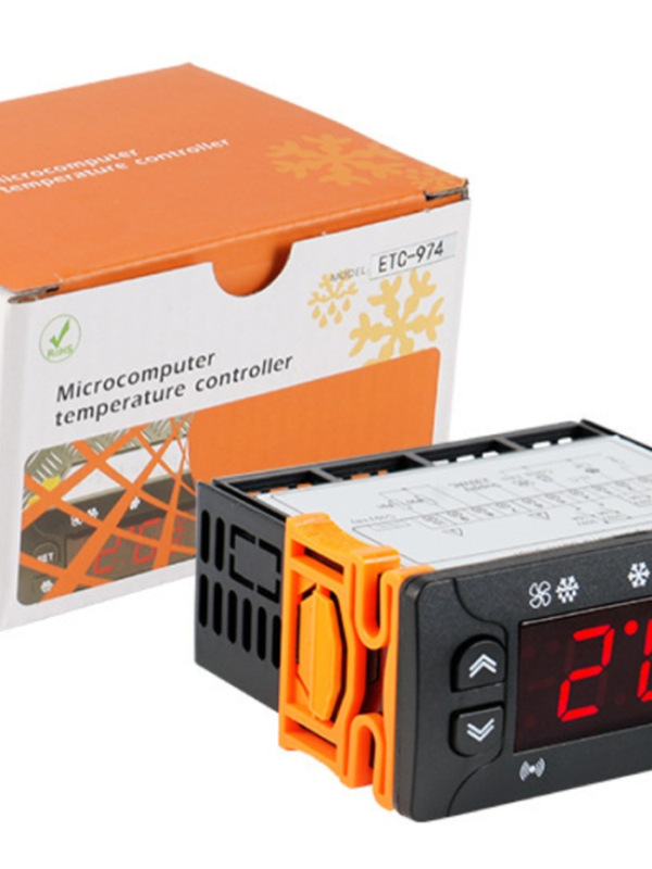 Etc-974 Temperature Controller Refrigeration Defrost Fan Cold Storage Freezer Freezer Digital Display Thermostat 12-24Vdc