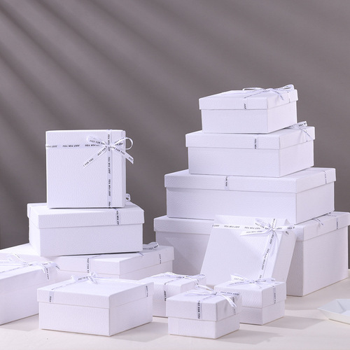 White Minimalist Gift Box for Tian Di Gift Set, Valentine's Day and Birthday Present Packaging Box, Square Large Empty Box