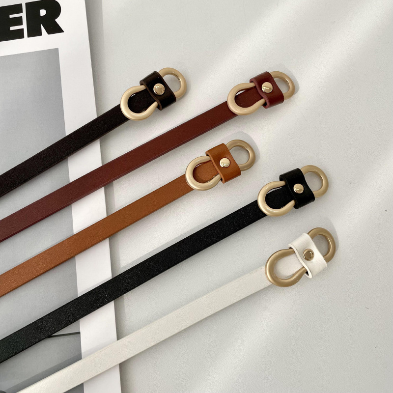 Cinturón fino de las nuevas mujeres camisa de vestir de la moda de las mujeres todo-fósforo Punch-libre pu pequeño cinturón estilo coreano pantalones cinturón color sólido