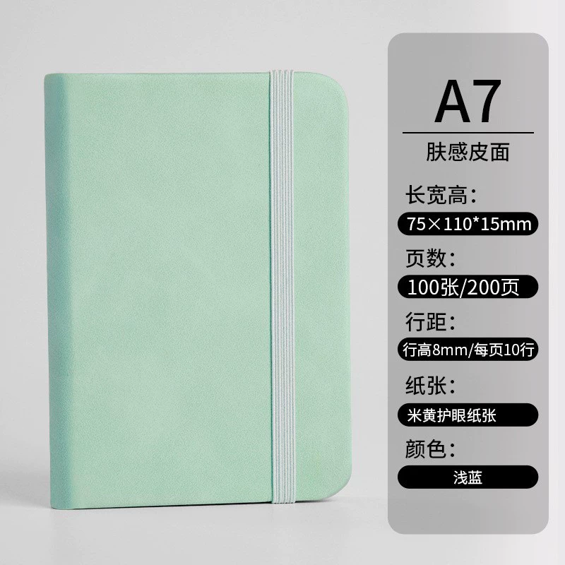 Waterproof A7 pocket notebook, portable mini journal with elastic closure