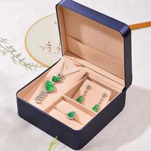 批发 冰种绿玉髓镶嵌款葫芦套装 翡翠色玛瑙大气款耳环戒指三件套