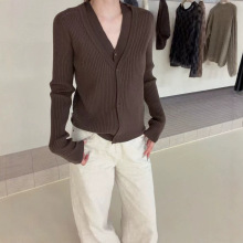 广州十三行！2026冬季老钱风假两件单排扣开衫针织衫显瘦毛衣女