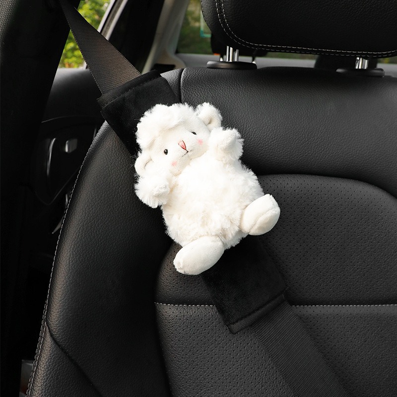 Car Shoulder Pads, a Pair of Cartoon Cute Safety Belt Protective Covers, Soft Plush Goddess Car Seat Belt Decoration
