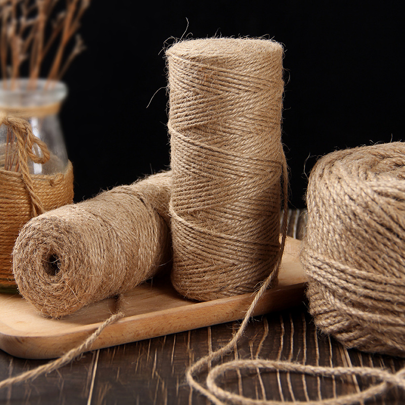 cuerda de lino fina cuerda de yute áspera cuerda de yute tejida a mano decoración retro placa de suspensión al por mayor cuerda de embalaje cuerda de paja