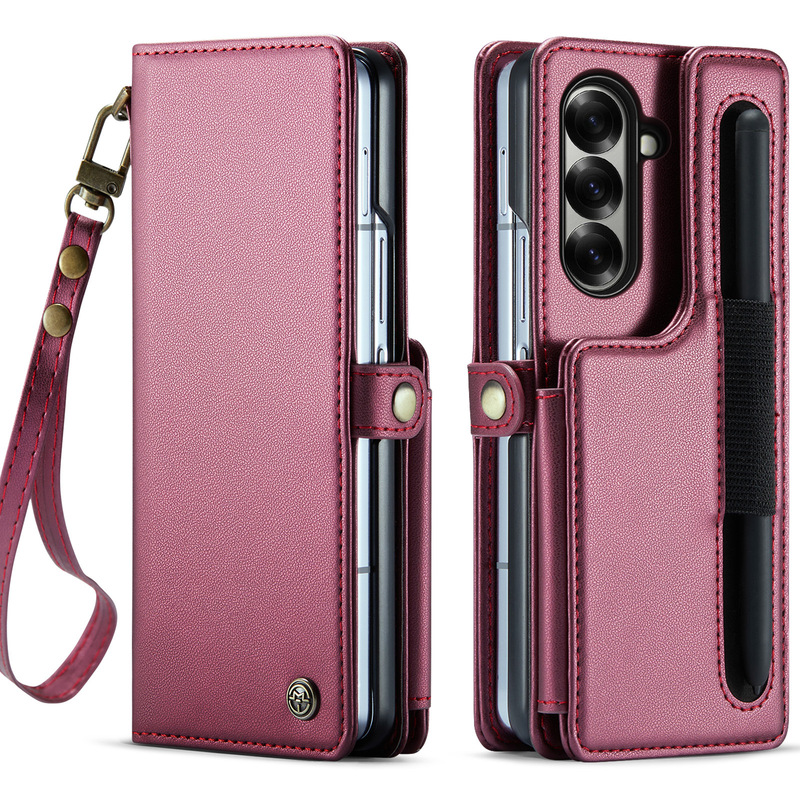 新しいモデルに適したサムスン Z Fold7 携帯電話レザーケースフリップ折りたたみスクリーン ZFOLD6 カード保護カバー落下防止|undefined