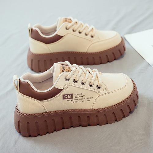 2024 Spring White Shoes Women's Shoes New Korean Style Student Thick-soled Height-increasing Shoes Soft-soled Casual Shoes Mom Breathable