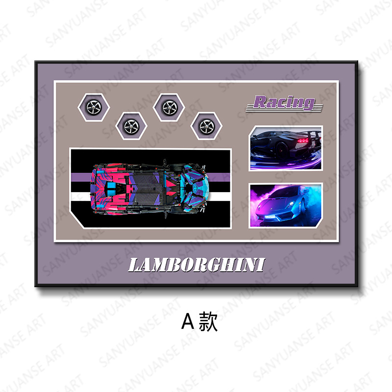 Pintura de decoración de automóviles Comercio electrónico transfronterizo 4S tienda de automóviles coche deportivo fondo pintura colgante coche de lujo belleza creativa pintura colgante tridimensional