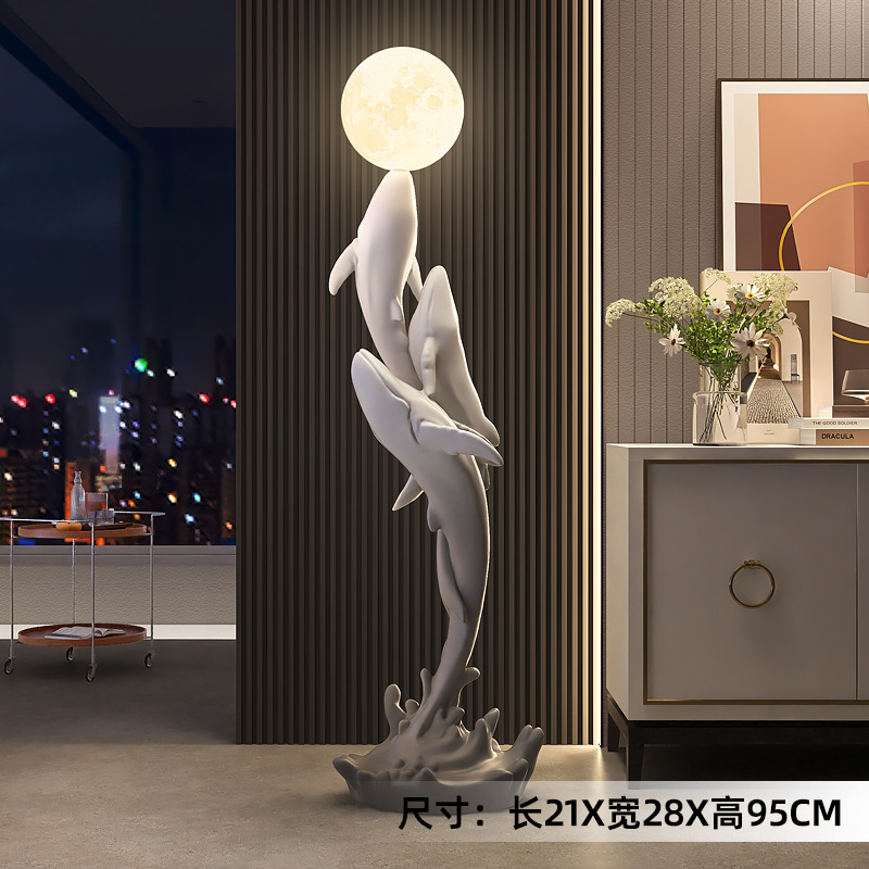Art de escultura de ballenas de lujo ligero gran lámpara de piso artesanía decoración para el hogar decoración sala de estar TV gabinete junto al sofá