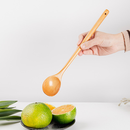 Wooden long-handled spoon, 33cm round mouth spoon, wood small wood chopsticks, kitchen utensils, stirring spoon