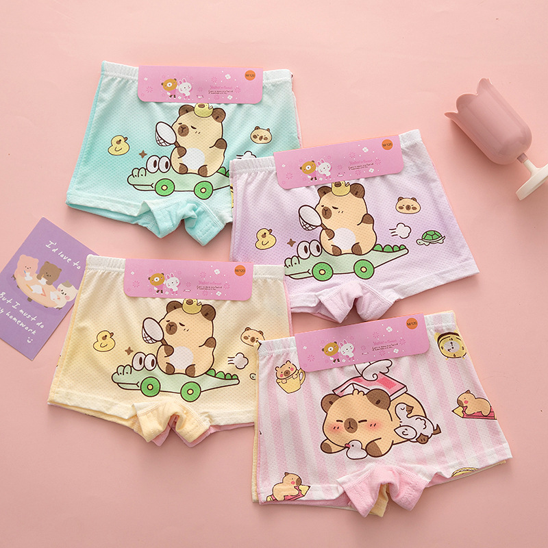 [6] Kapi Barra Girls Mesh Modal Breathable Children's Underwear Cotton Middle and Big Children's Flat Corner Four Corners