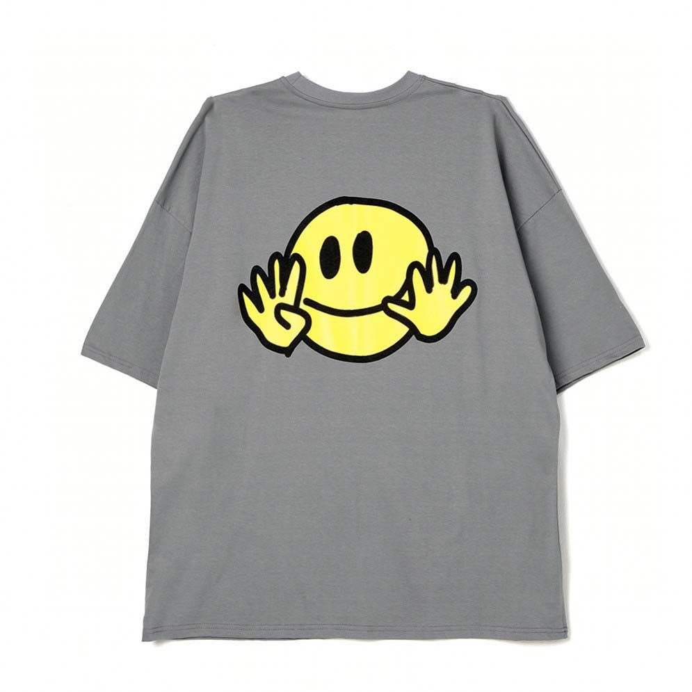 Men's Casual Printed Loose Fitting Basketball Training Shirt Short Sleeved Smiley Face T-Shirt Trendy Fitness Muscle Wearing_viptrois.com