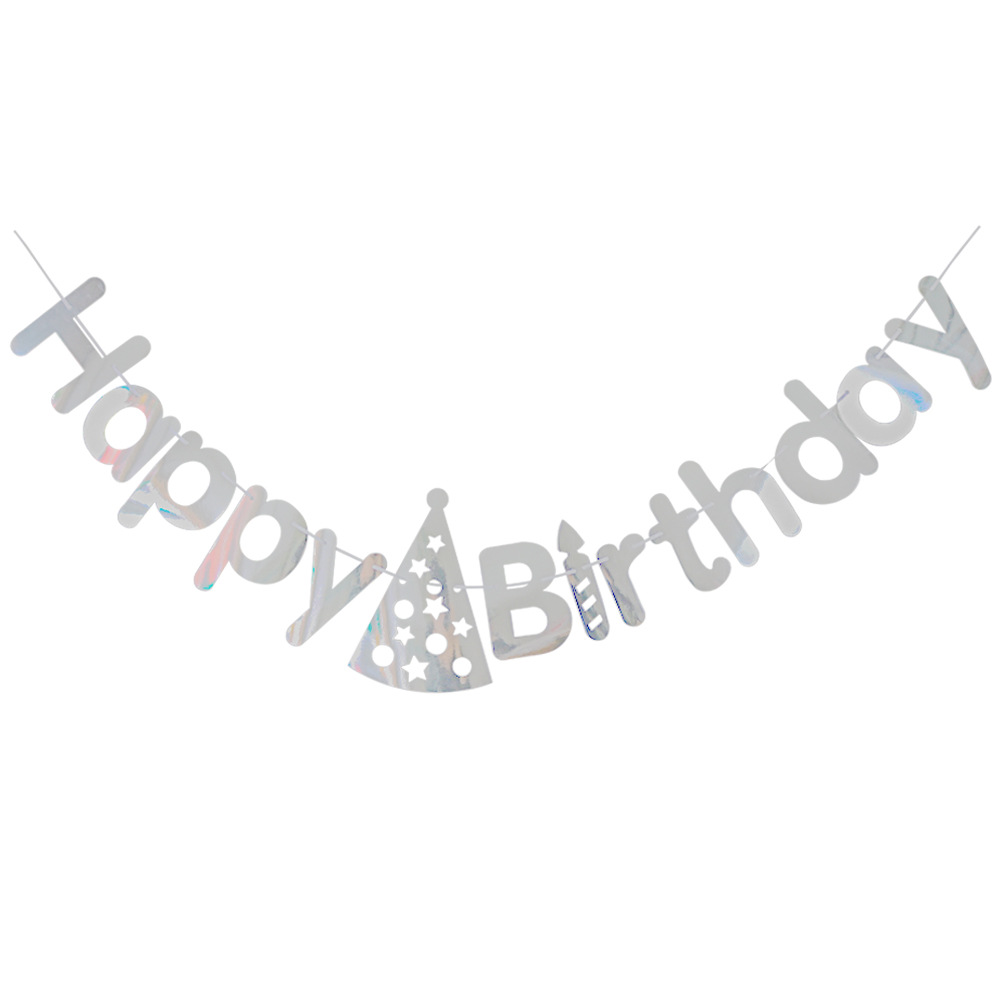 银色帽子生日拉旗