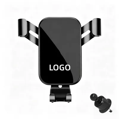 Phone Holder, High-End Business Event | Car phone holder - customized-logo-elegant-black-air-outlet-spiral-hook-base-square-metal-arm