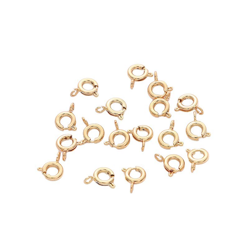 Застежка-пружина кольцо-кольцо из позолоченной латуни 14k для DIY ожерелий и браслетов, фурнитура, соединительная пружинная застежка