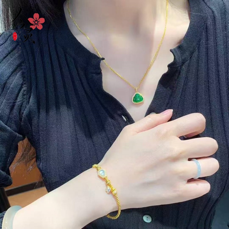 金店同款点钻绿佛公吊坠项链女款复古新中式时尚百搭小众设计吊坠|undefined