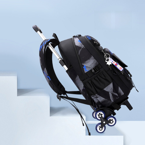 Natural Fish New Model Pull-Along School Bag for Middle and Primary School Students (Grades 2-6), Large Capacity Cross-Border Dual-Use School Bag, Wholesale