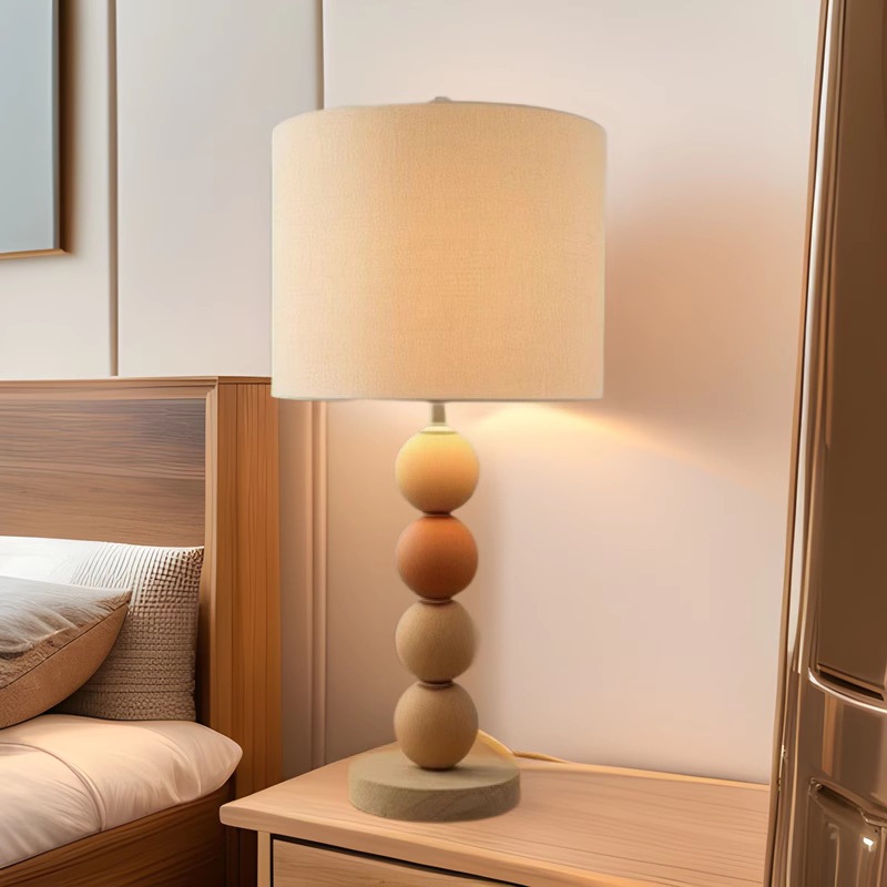 Lámpara de pie de viento de troncos, retro, nueva sala de estar china, sofá, luz ambiental, lámpara de mesa de cabecera de dormitorio de calabaza geométrica creativa