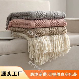 Национальный плед на диване Nordic, knitted blanket B & B Hotel, плед для бросков, тканевый полый плед, плед для кровати, автомобильный плед