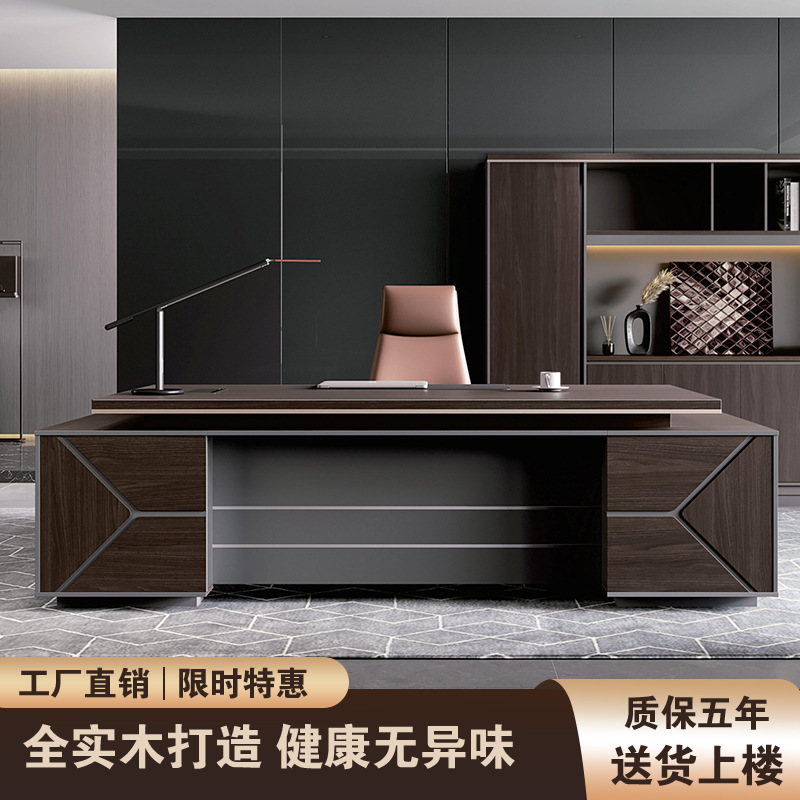Simple, modern, and elegant executive office desk and chair set, CEO desk, president's office furniture, manager's desk