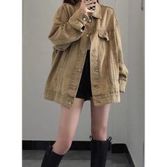 アメリカのレトロな茶色のデニムのゆったりしたコート